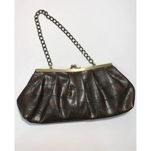 Tommy Hilfiger Y2K Brown Vegan Leather Crocodile Small Chained Handbag